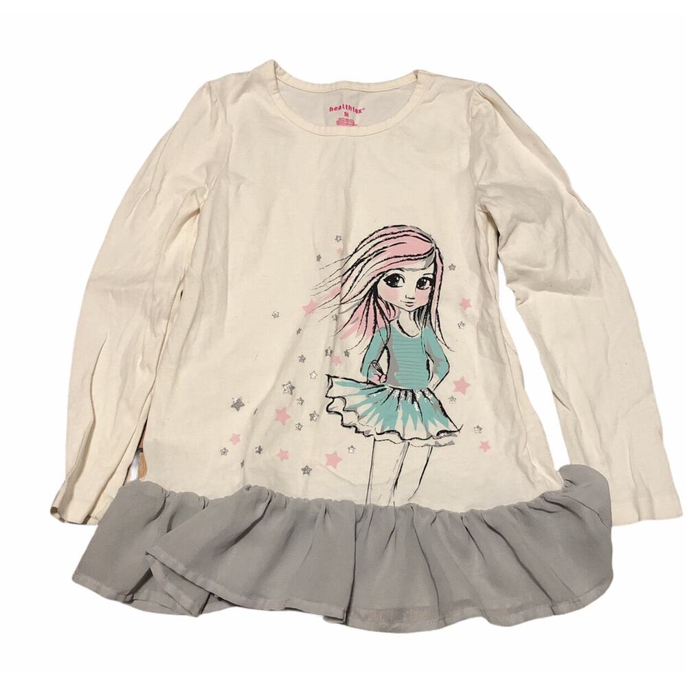 Healthtex White Grey Peplum Shirt With Girl size 5t